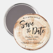 Aimant Rustic Wood Slice Custom Save the Date Wedding (Recto/Verso)