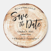 Aimant Rustic Wood Slice Custom Save the Date Wedding (Devant)