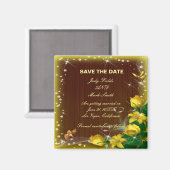 Aimant Rustique Bois foncé Jaune Floral Enregistrer La Da (Recto/Verso)