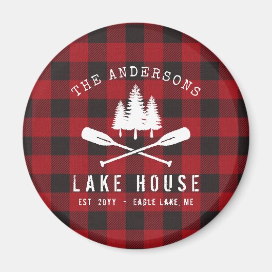 Aimant Rustique Country Lake House Tree Red Buffalo (Devant)