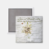 Aimant rustique fleur sauvage blanc bouleau mariage (Recto/Verso)