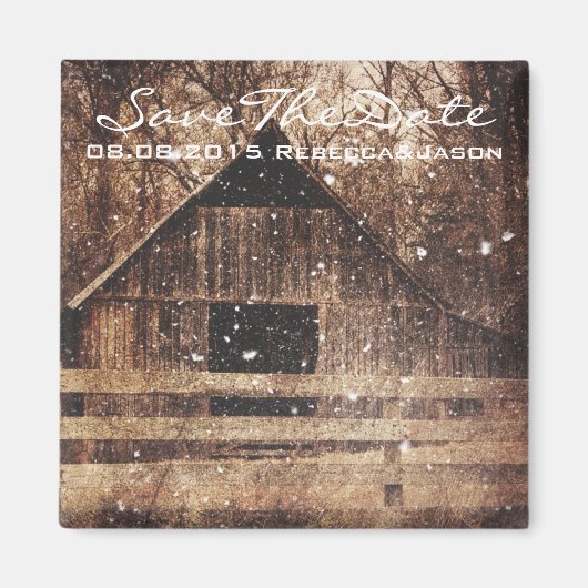 Aimant rustique ouest pays grange d'hiver mariage (Devant)