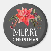 Aimant Rustique Poinsettia Wreath Joyeux Noël (Devant)