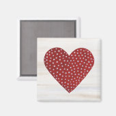 Aimant Rustique Polka Dot Valentine Coeur (Recto/Verso)