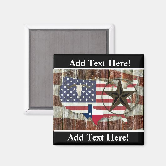 Aimant Rustique Texas Lone Star Texas Long Horn (Recto/Verso)