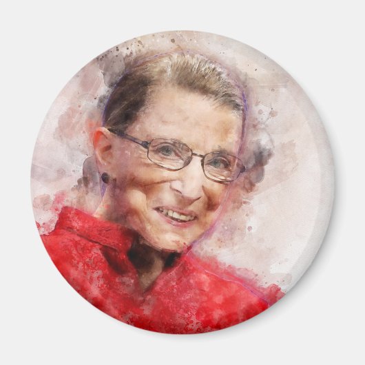 Aimant Ruth Bader Ginsburg Aquarelle souriante Portrait R (Devant)