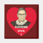 Aimant Ruth Bader Ginsburg Diva Suprême teintée Coeur Rou (Devant)