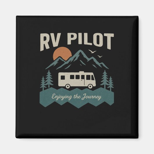 Aimant Rv Pilot Camping Retro Motorhome Travel Vacation C (Devant)