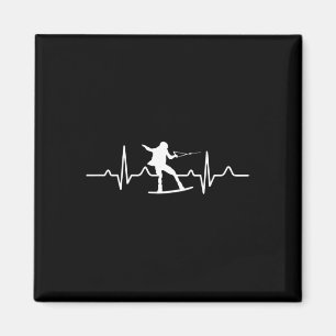 Aimant Rythme cardiaque du ski nautique - Cadeau de ski n