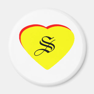 Aimant "S" Cœur Invitation de Mariage Jaune Rouge Le MUSE