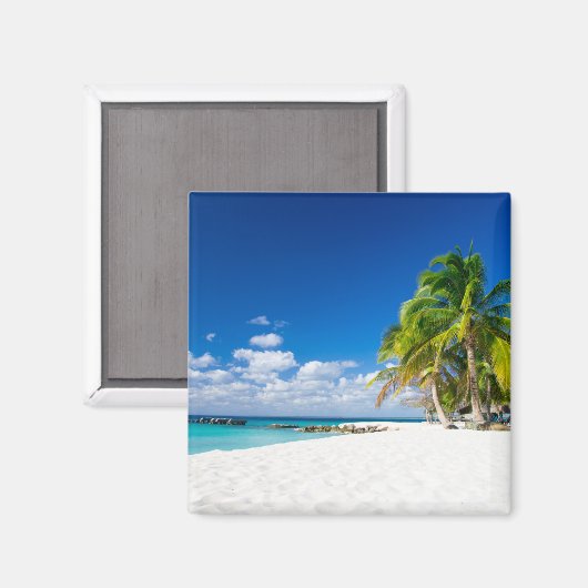 Aimant Sable blanc.Eau turquoise.Vacances (Recto/Verso)