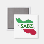 Aimant "SABZ" Drapeau de l'Iran Carte (Recto/Verso)