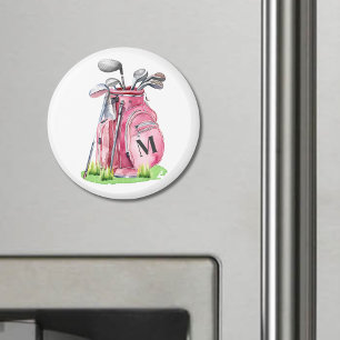 Aimant Sac de golf à monogramme rose