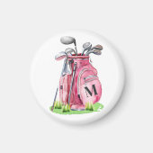 Aimant Sac de golf à monogramme rose (Devant)