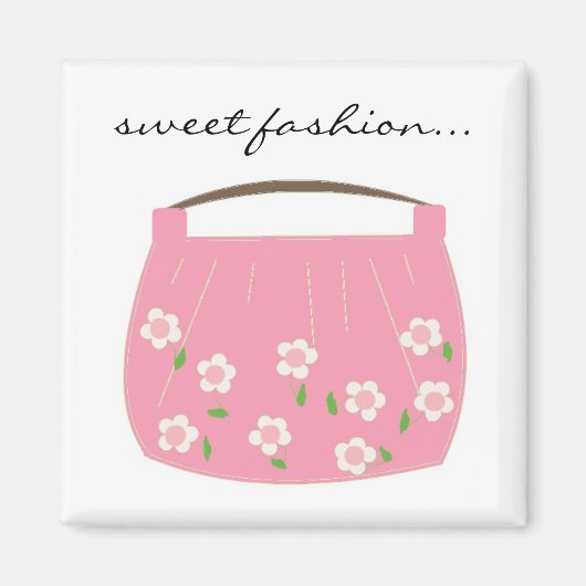 Aimant Sac floral rose (Devant)
