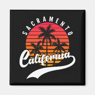 Aimant Sacramento Retro Coucher De Soleil Et Palmiers Mag