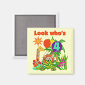 Aimant Safari 4e anniversaire Tshirts et cadeaux (Recto/Verso)