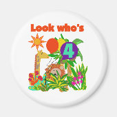 Aimant Safari 4e anniversaire Tshirts et cadeaux (Devant)