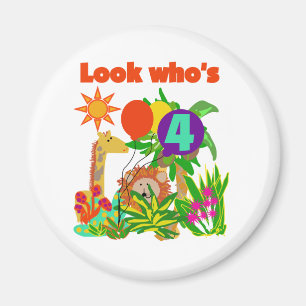 Aimant Safari 4e anniversaire Tshirts et cadeaux