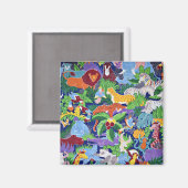 Aimant Safari Animaux, motif coloré, (Recto/Verso)