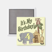 Aimant Safari de 4ème anniversaire (Recto/Verso)