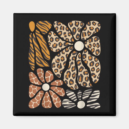 Aimant Safari Floral Boho Fleurs Animaux Mignons Filles (Devant)