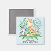 Aimant Safari Jungle Baby shower Favoriser l'aimant (Recto/Verso)