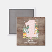 Aimant Safari Jungle Girls premier anniversaire Favoriser (Recto/Verso)