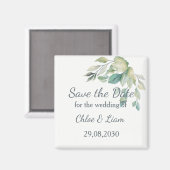 Aimant Sage Green Feuilles Vert simple Sauvez la date (Recto/Verso)