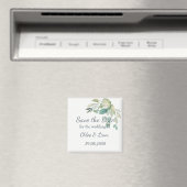 Aimant Sage Green Feuilles Vert simple Sauvez la date (In Situ (Lave-vaisselle))