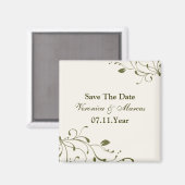 Aimant Sage Green Floral Decal Enregistrer l'aimant Date (Recto/Verso)