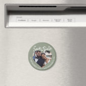 Aimant Sage Green Photo Modern Script Save the Date (In Situ (Lave-vaisselle))