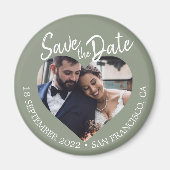 Aimant Sage Green Photo Modern Script Save the Date (Devant)