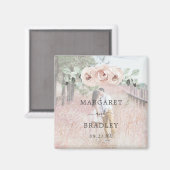 Aimant Sage Greenery Rose Floral Dusty Rose Photo Mariage (Recto/Verso)