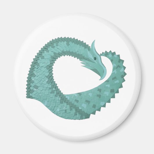 Aimant Sage vert coeur dragon sur blanc (Devant)