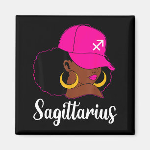 Aimant Sagittaire Fille Noire Casquette Rose Anniversaire