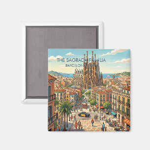 Aimant Sagrada Familia Barcelone Espagne Voyage Art Vinta