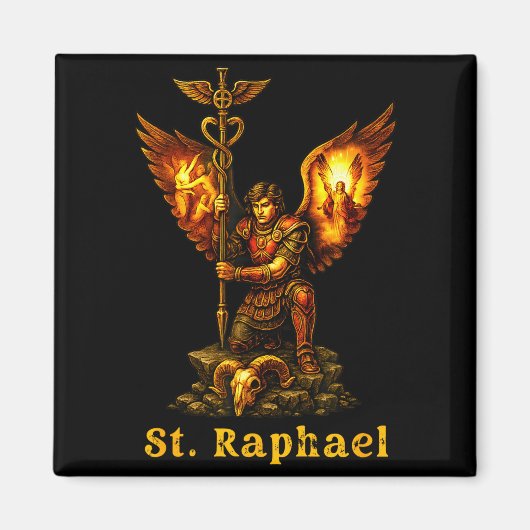 Aimant Saint Archange Raphaël Art Chrétien Foi (Devant)