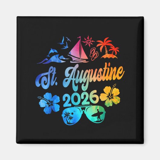 Aimant Saint-Augustin Floride 2026 Vacances Tie Dye Été (Devant)