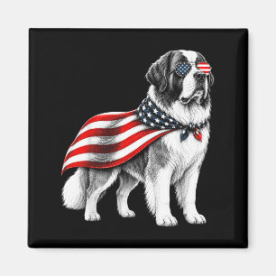 Aimant Saint Bernard 4 juillet Drapeau américain Chien