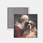 Aimant Saint Bernard avec le Père Noël Festif Noël (Recto/Verso)
