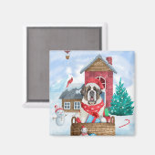 Aimant Saint Bernard Chien dans la neige Maison de Chien  (Recto/Verso)