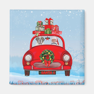 Aimant Saint Bernard Chien En Voiture Avec Le Père Noël