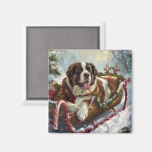 Aimant Saint Bernard Chien Festif de Noël (Recto/Verso)
