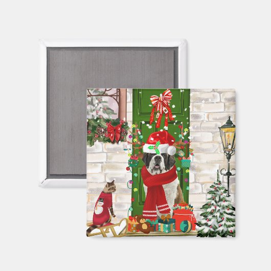 Aimant Saint Bernard Chien Noël (Recto/Verso)