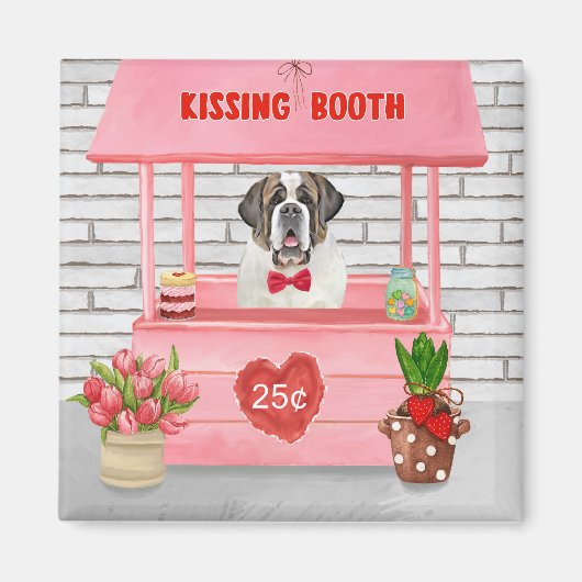 Aimant Saint Bernard Chien Saint Valentin Booth de baiser (Devant)