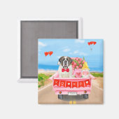 Aimant Saint Bernard Chien Saint Valentin Coeurs de camio (Recto/Verso)