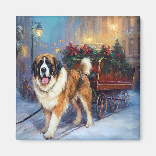 Aimant Saint Bernard Christmas Festive (Devant)