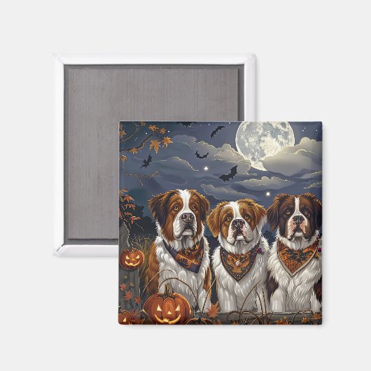 Aimant Saint Bernard Halloween Éffrayant (Recto/Verso)