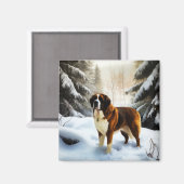 Aimant Saint Bernard Laisser Neige Noël (Recto/Verso)